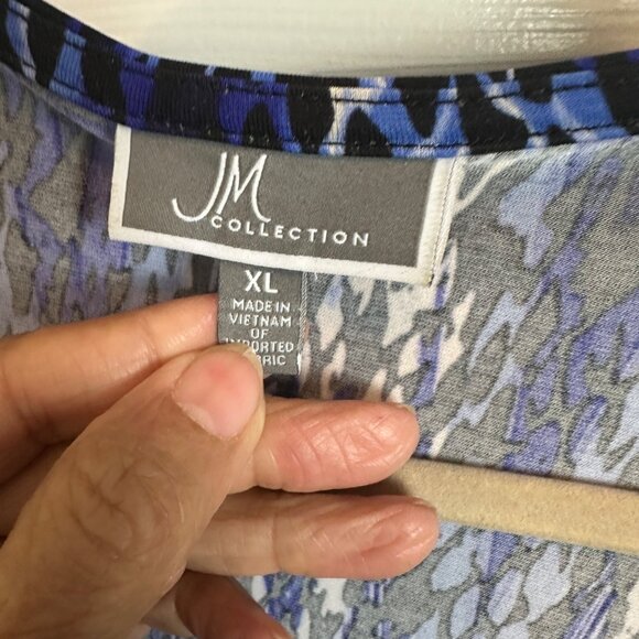 JM Collection Size XL Polyester Blue Black Snake Print Open Cardigan Ring Detail - Picture 9 of 9